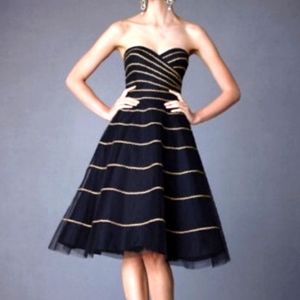 Anthropologie Hithherto black and gold cocktail dress